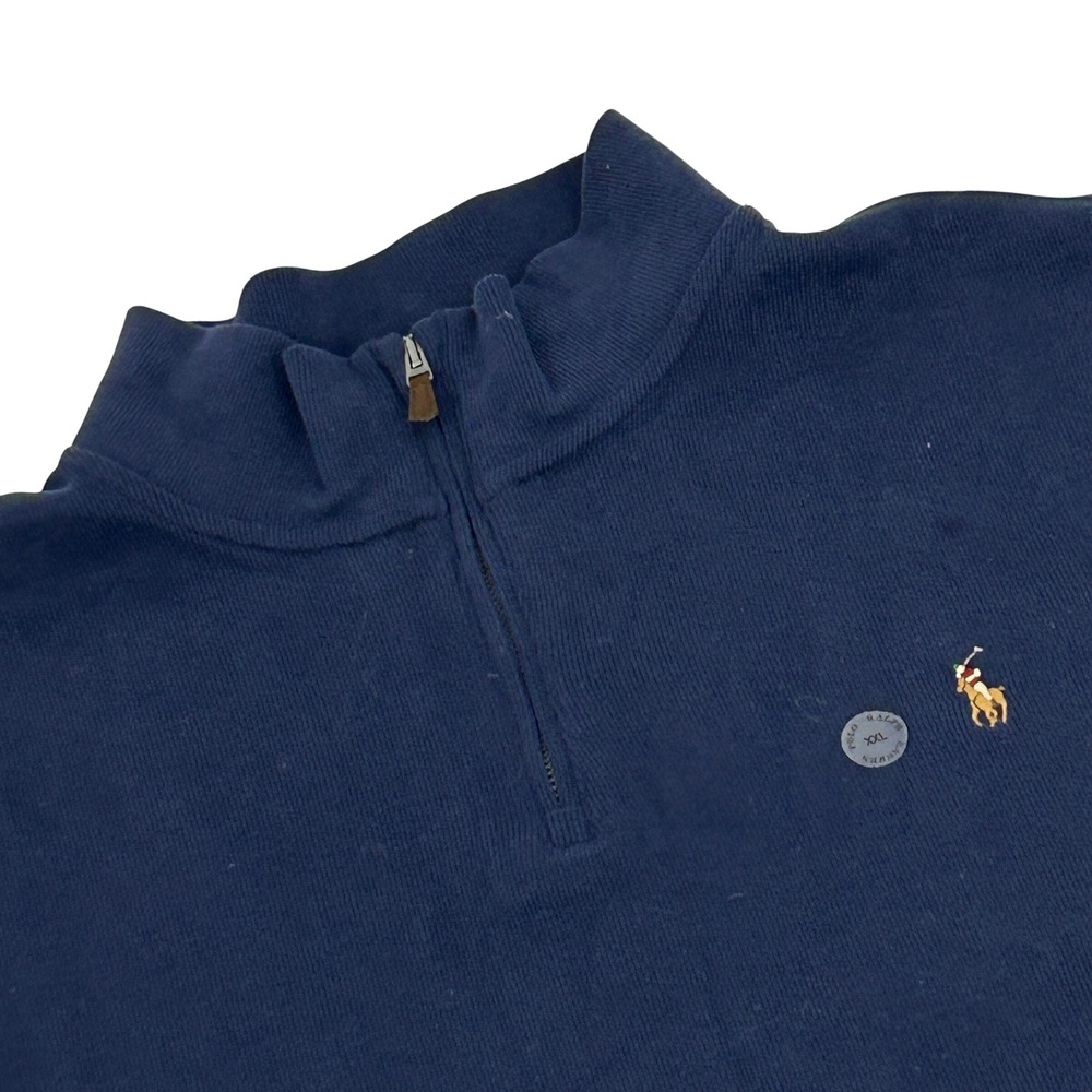Polo Ralph Lauren Estate Rib Quarter Zip Pullover Mens XXL Navy Blue Preppy NEW